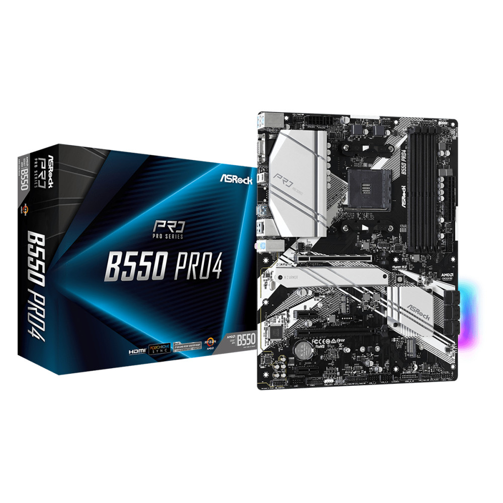Produktbild för Asrock B550 Pro4 AMD B550 Uttag AM4 ATX