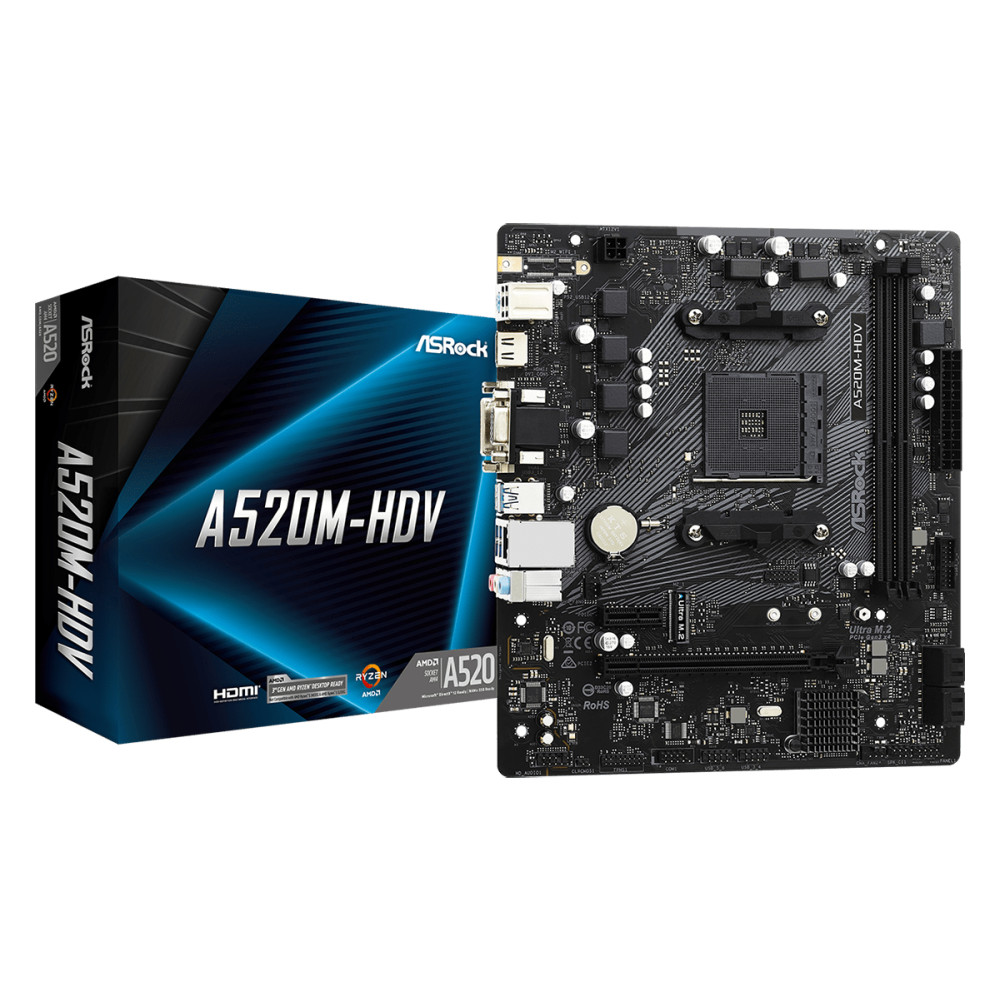 Produktbild för Asrock A520M-HDV Uttag AM4 micro ATX