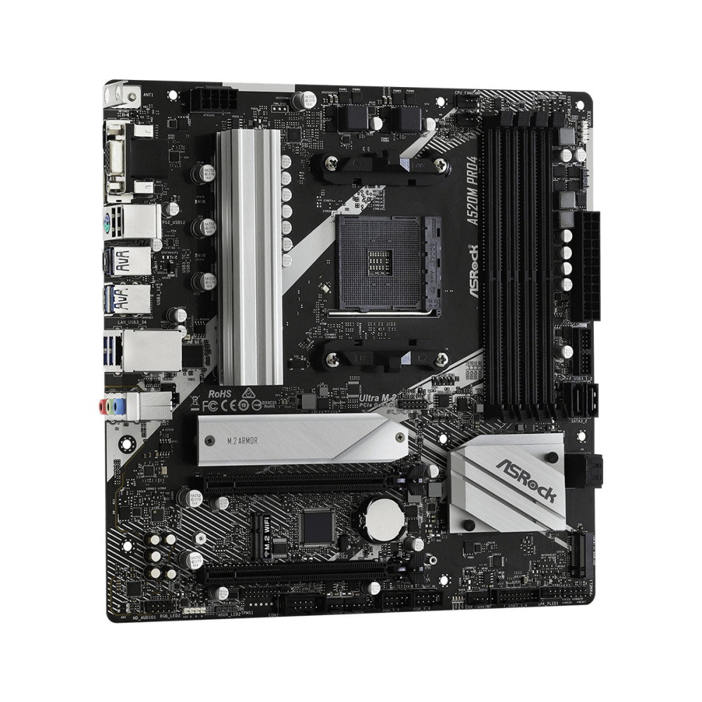Produktbild för Asrock A520M Pro4 Uttag AM4 micro ATX