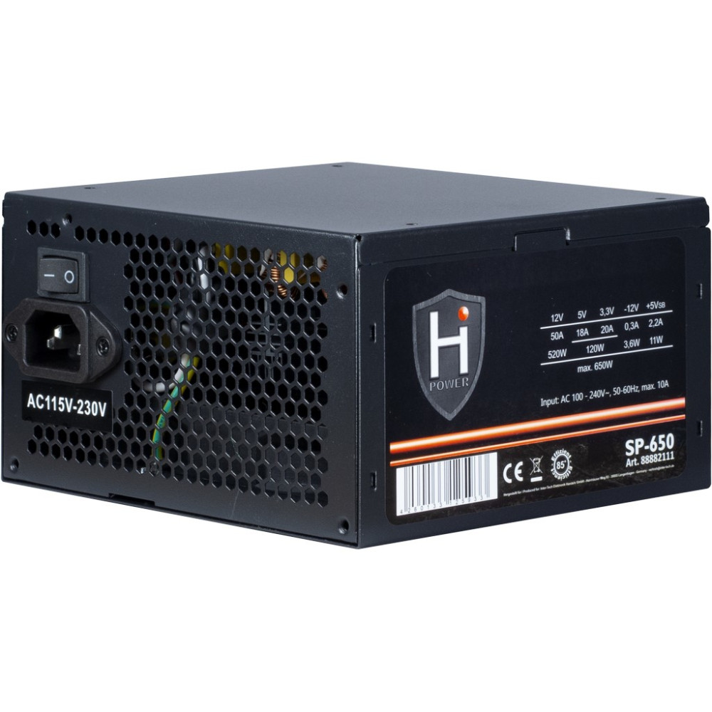 Produktbild för Inter-Tech HIPOWER SP-650 strömförsörjningsenheter 650 W 20+4 pin ATX ATX Svart