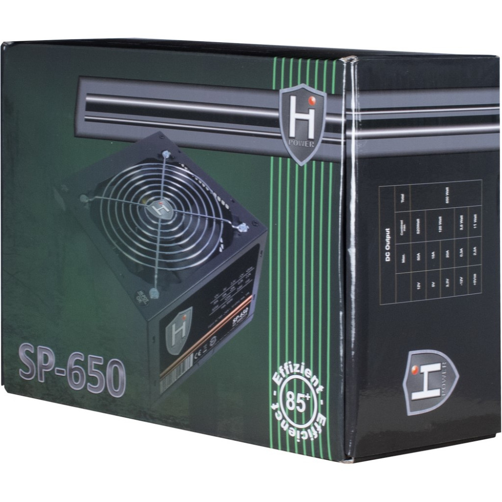 Produktbild för Inter-Tech HIPOWER SP-650 strömförsörjningsenheter 650 W 20+4 pin ATX ATX Svart