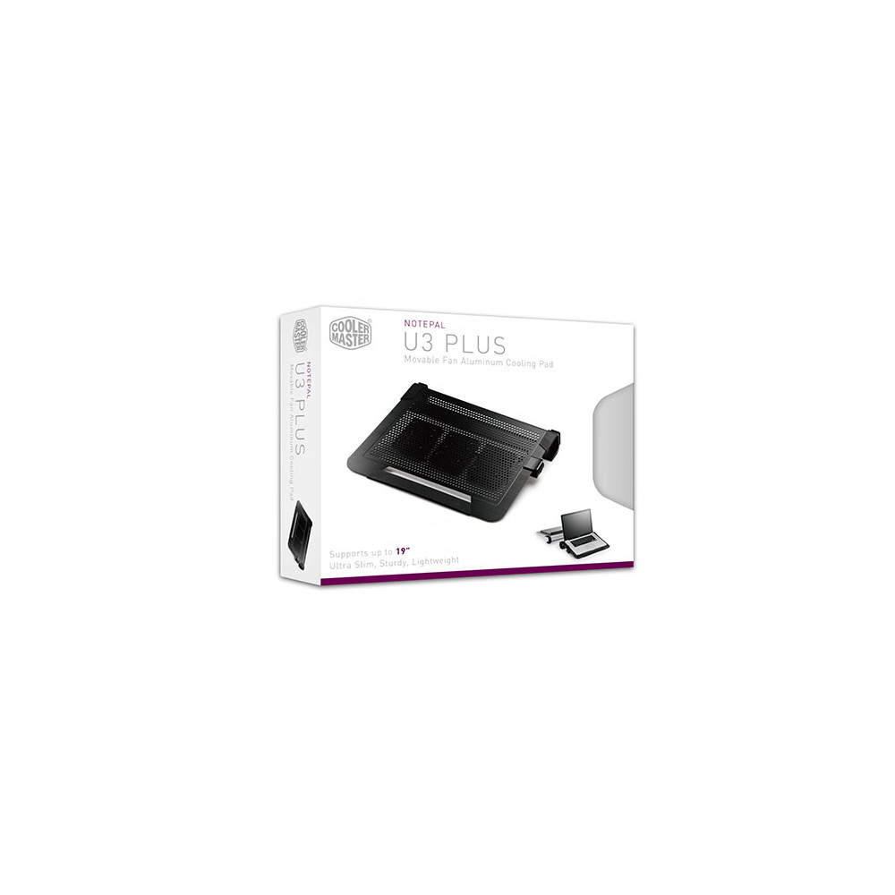 Produktbild för Cooler Master NotePal U3 Plus kylningsdynor för bärbara datorer 48,3 cm (19") 1800 RPM Svart