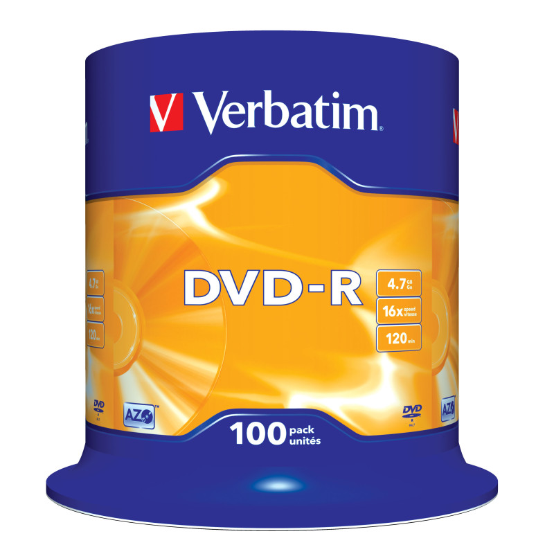 Produktbild för Verbatim DVD-R Matt Silver 4,7 GB 100 styck