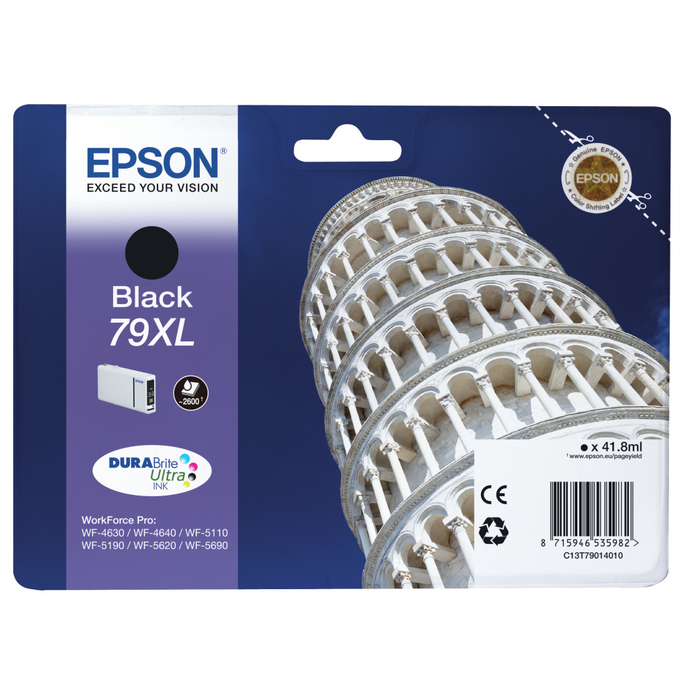 Produktbild för Epson Tower of Pisa Singlepack Black 79XL DURABrite Ultra Ink