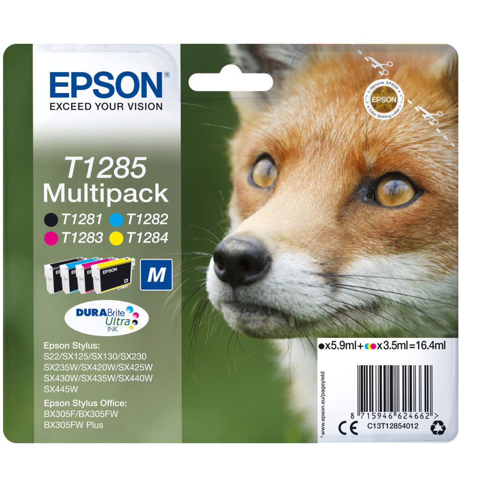 Produktbild för Epson Fox Flerpack 4 färger T1285 DURABrite Ultra-bläck