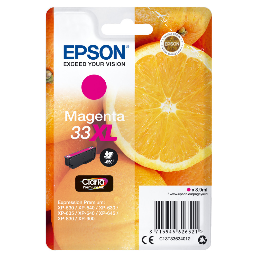 Produktbild för Epson Oranges Singlepack Magenta 33XL Claria Premium Ink
