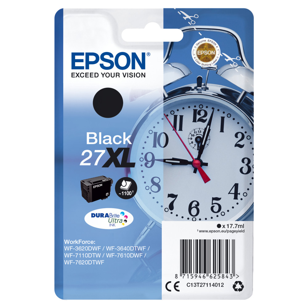 Produktbild för Epson Alarm clock Singlepack Black 27XL DURABrite Ultra Ink