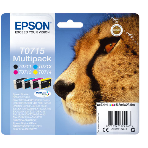 EPSON Epson Flerpack 4 färger T0715 DURABrite Ultra-bläck