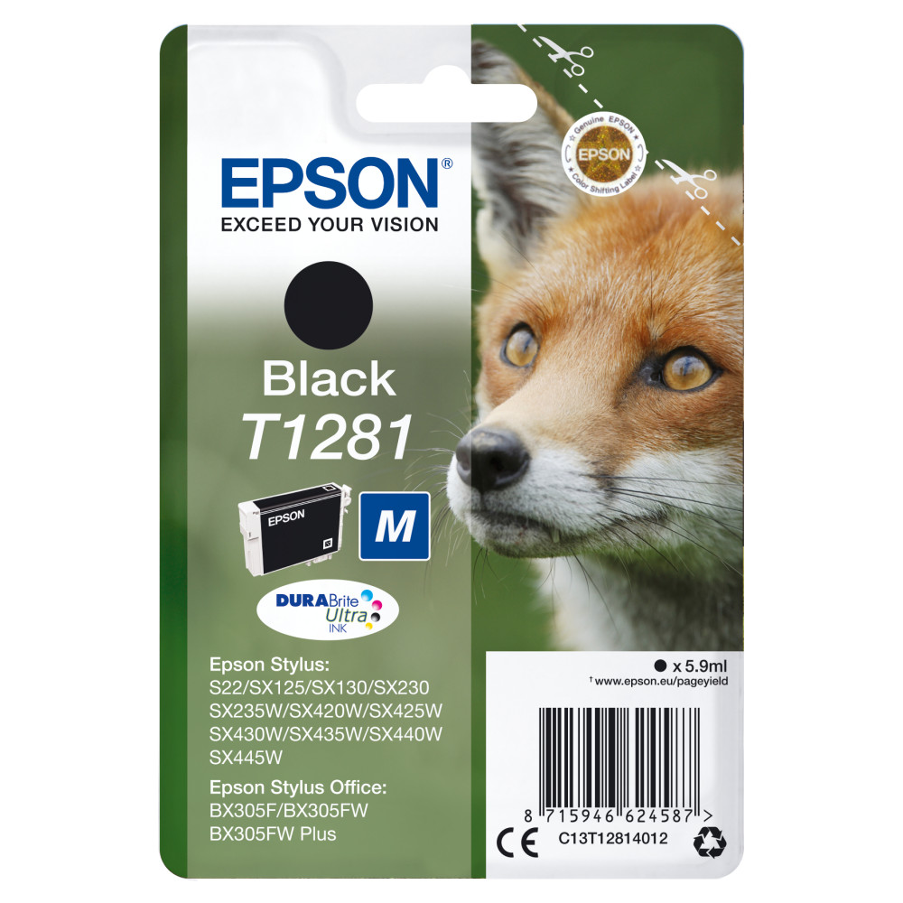 Produktbild för Epson Fox Enpack svart T1281 DURABrite Ultra-bläck