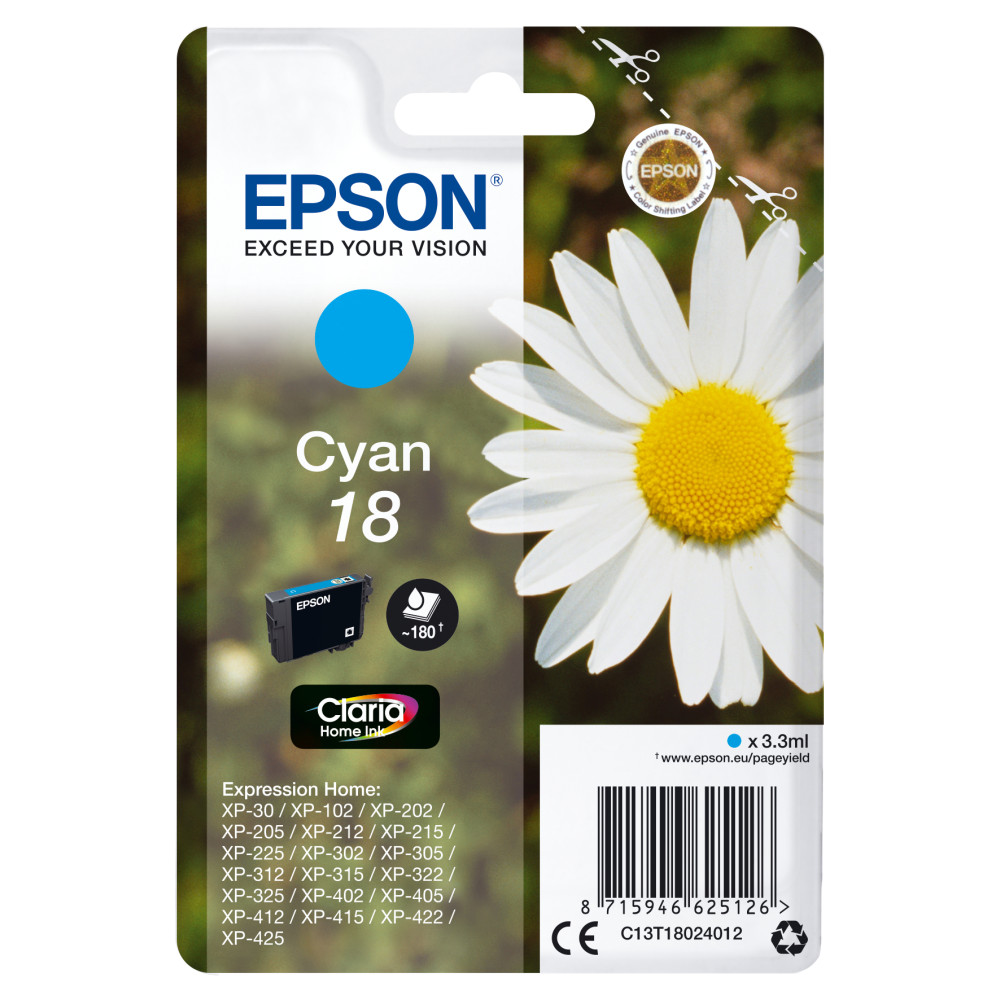 Produktbild för Epson Daisy Enpack cyan 18 Claria Home-bläck