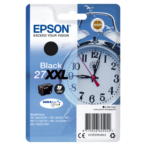 EPSON Epson Alarm clock Singlepack Black 27XXL DURABrite Ultra Ink