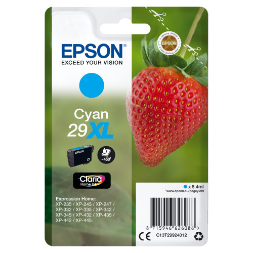 EPSON Epson Strawberry Singlepack Cyan 29XL Claria Home Ink