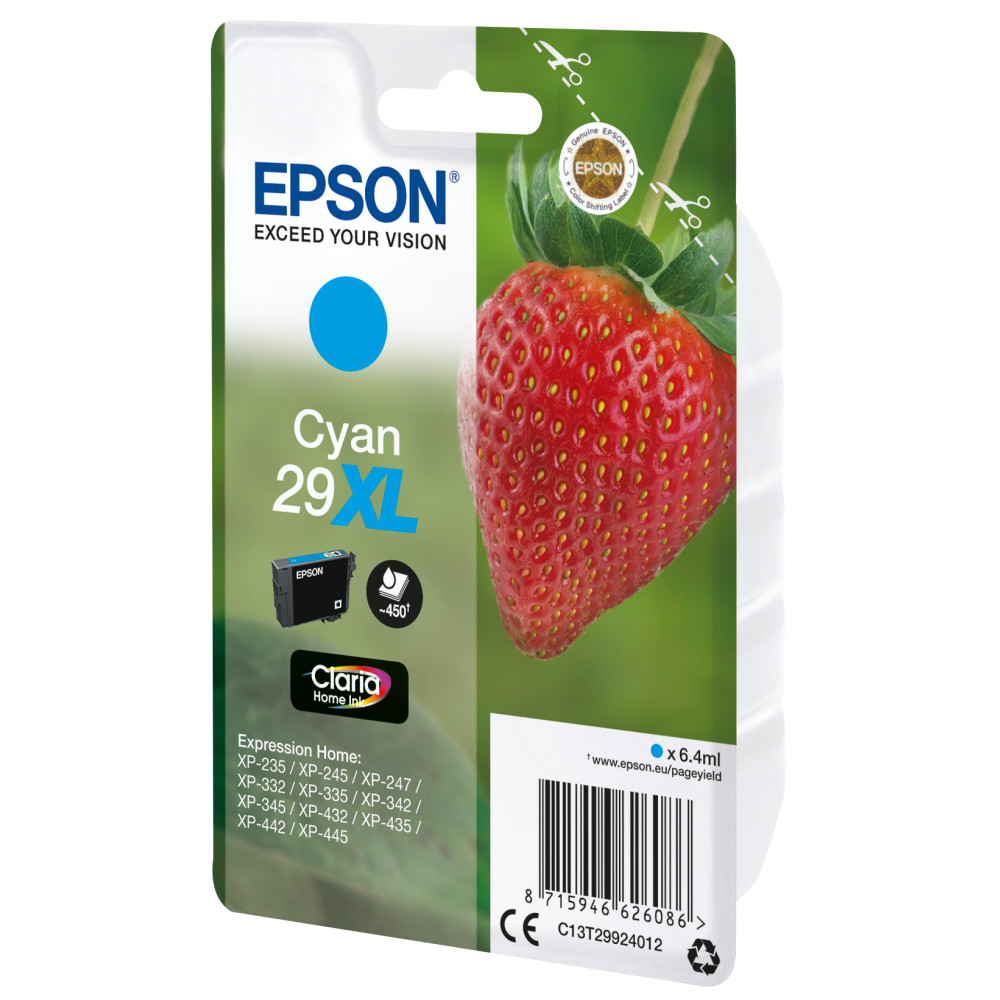 Produktbild för Epson Strawberry Singlepack Cyan 29XL Claria Home Ink