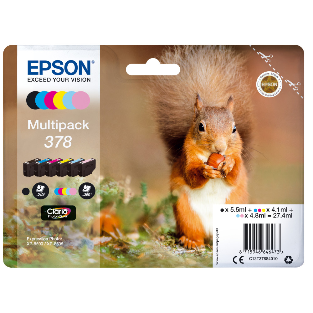 Produktbild för Epson Squirrel Multipack 6-colours 378 Claria Photo HD Ink