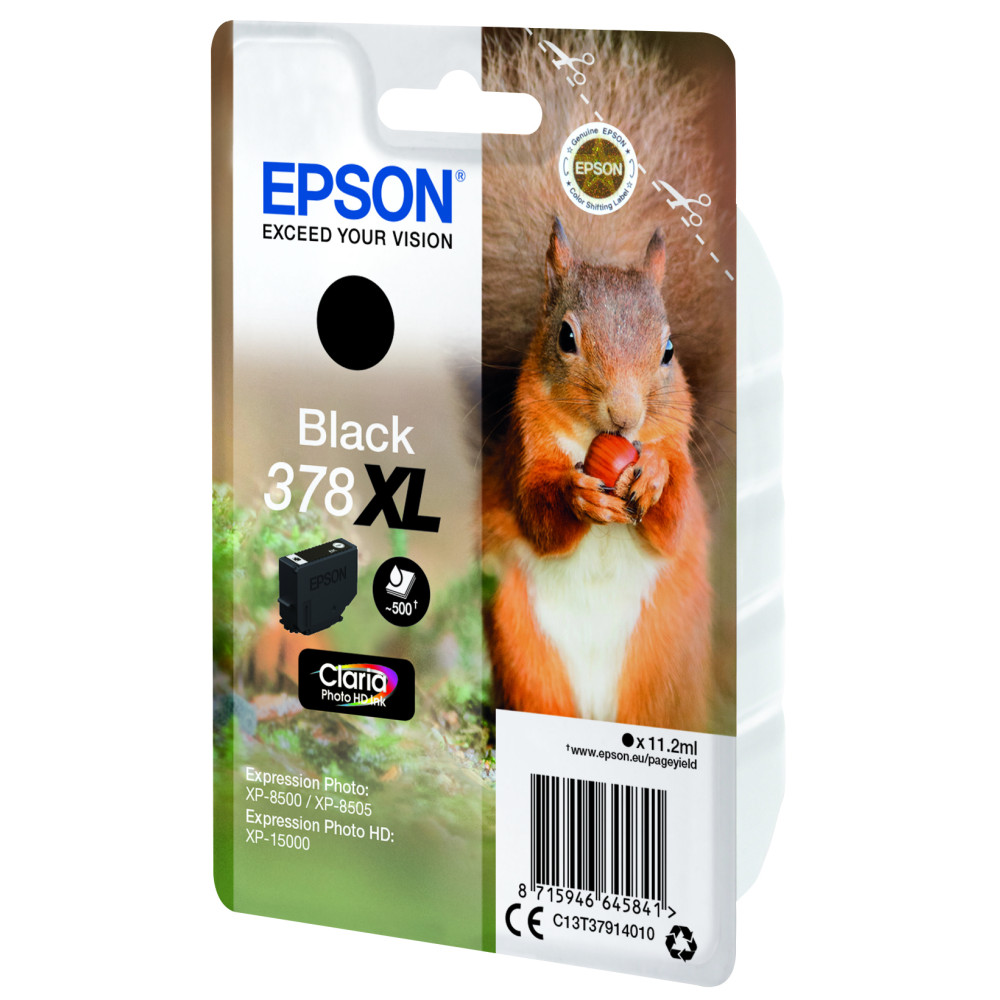 Produktbild för Epson Squirrel Singlepack Black 378XL Claria Photo HD Ink