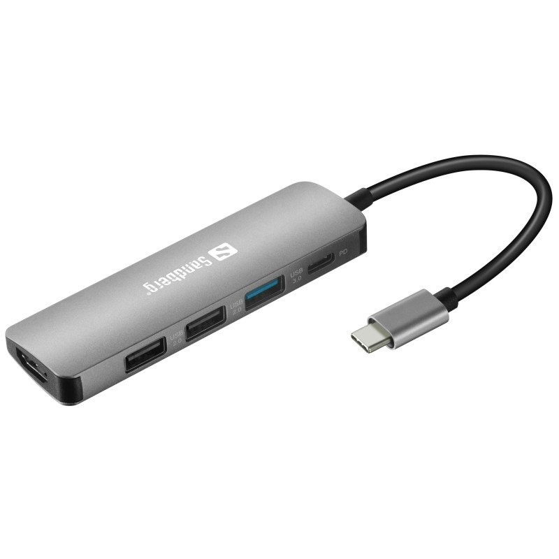 Produktbild för Sandberg USB-C Dock HDMI+3xUSB+PD 100W