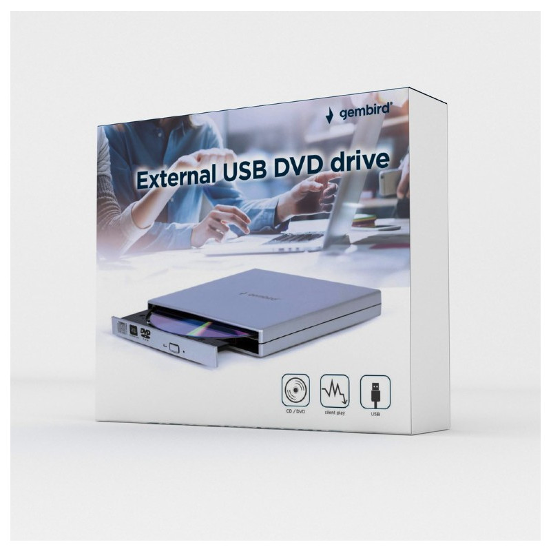 Produktbild för Gembird DVD-USB-02-SV optiska enheter DVD±RW Silver