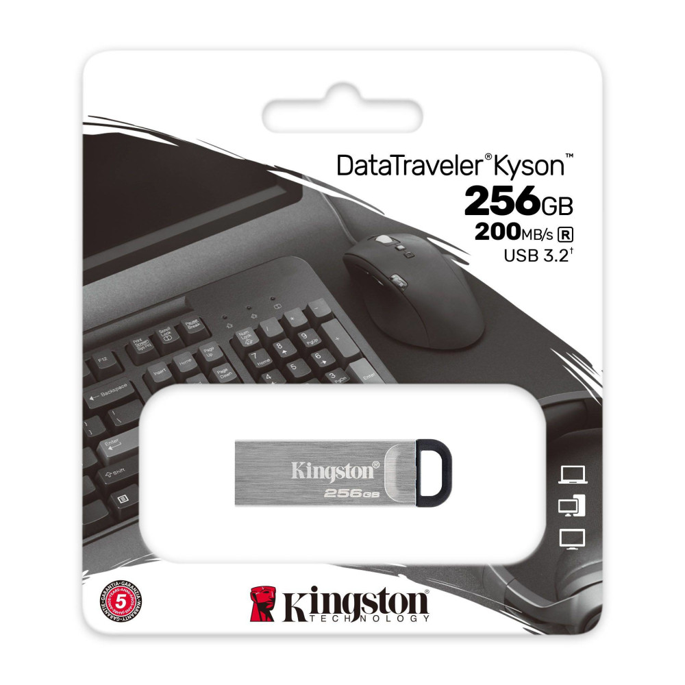 Produktbild för Kingston Technology DataTraveler Kyson USB-sticka 256 GB USB Type-A 3.2 Gen 1 (3.1 Gen 1) Silver