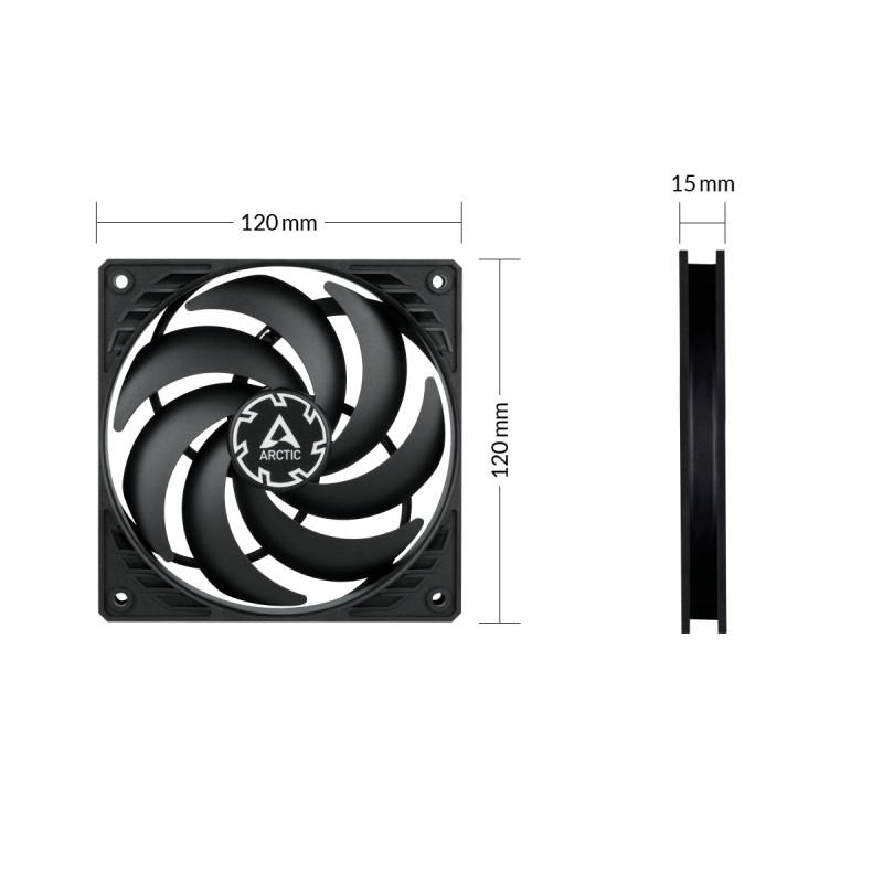 Produktbild för ARCTIC P12 Slim PWM PST Datorväska Fan 12 cm Svart 1 styck