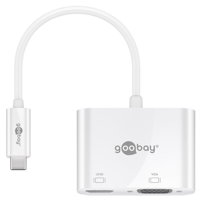 Produktbild för Goobay 52430 dockningsstationer för bärbara datorer Kabel & Trådlös USB 3.2 Gen 1 (3.1 Gen 1) Type-A + Type-C Vit