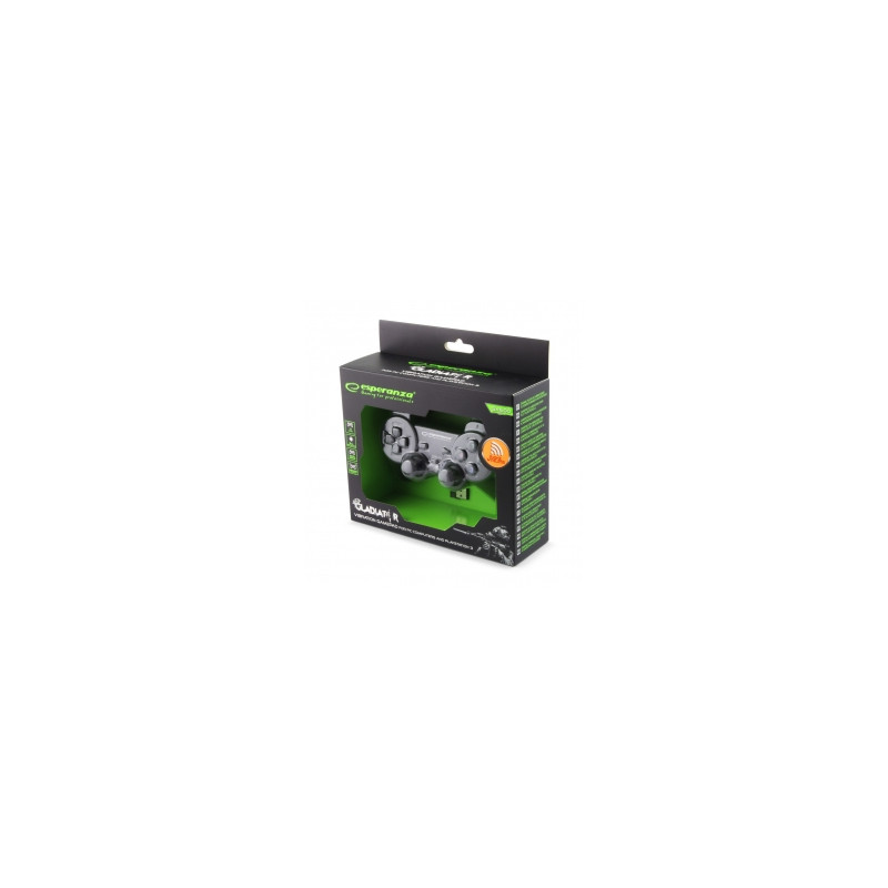 Produktbild för Esperanza EGG108K spelkonsoler Svart USB 2.0 Spelplatta Analog / Digital PC, Playstation 3