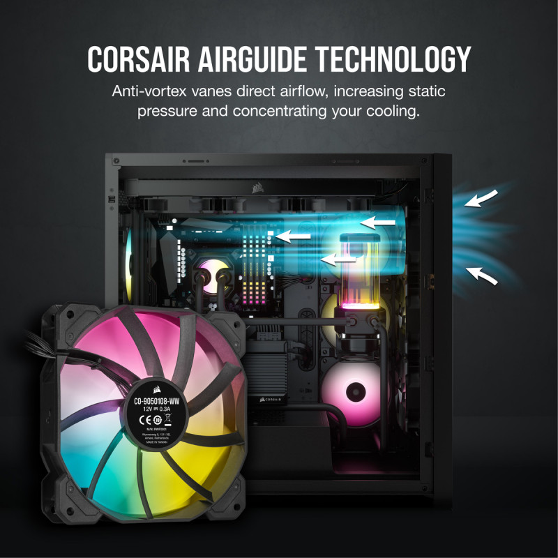Produktbild för Corsair SP120 RGB ELITE Datorväska Fan 12 cm Svart 3 styck