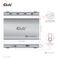 Produktbild för CLUB3D CSV-1580 dockningsstationer för bärbara datorer Dockning Thunderbolt 4 Silver
