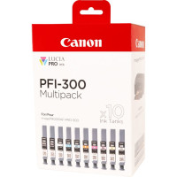 Produktbild för Canon PFI-300 bläckpatroner 10 styck Original Svart, Blå, Cyan, Grå, Magenta, Fotosvart, Fotomagenta, Röd, Gul