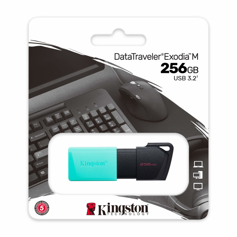 Produktbild för Kingston Technology DataTraveler Exodia M USB-sticka 256 GB USB Type-A 3.2 Gen 1 (3.1 Gen 1) Svart, Turkos