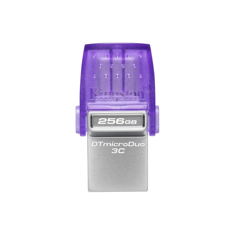 Produktbild för Kingston Technology DataTraveler microDuo 3C USB-sticka 256 GB USB Type-A / USB Type-C 3.2 Gen 1 (3.1 Gen 1) Rostfritt stål, Lila