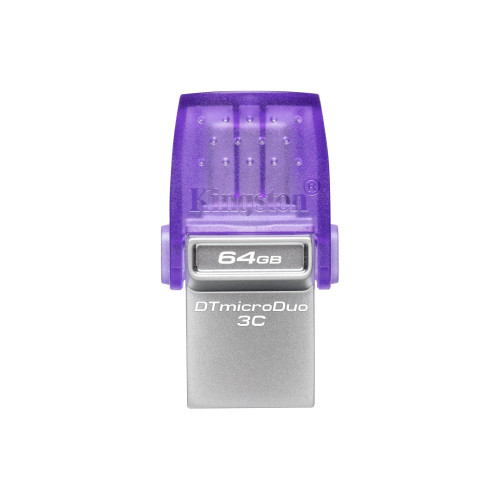 Kingston Technology Kingston Technology DataTraveler microDuo 3C USB-sticka 64 GB USB Type-A / USB Type-C 3.2 Gen 1 (3.1 Gen 1) Lila, Rostfritt stål