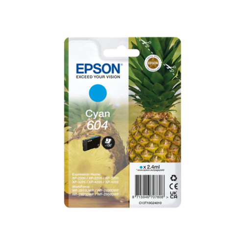 EPSON Epson 604 bläckpatroner 1 styck Original Standardavkastning Cyan