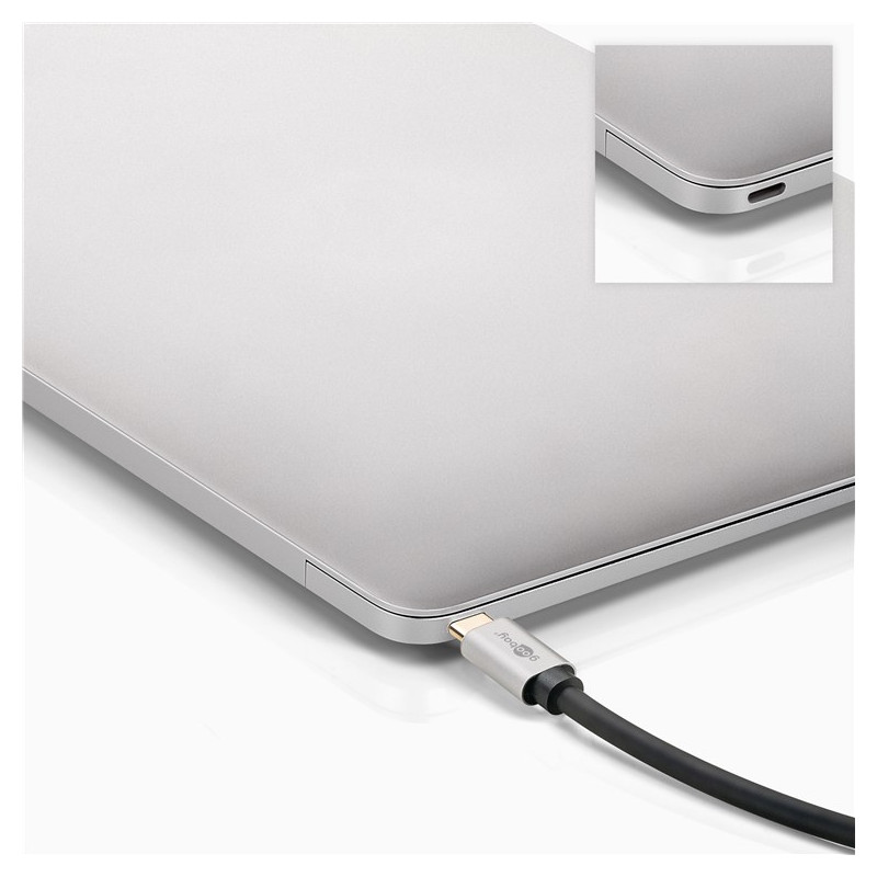 Produktbild för Goobay 60177 videokabeladapter 3 m USB Type-C DisplayPort Svart, Silver