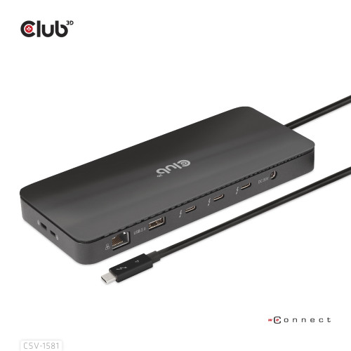Club 3D CLUB3D CSV-1581 dockningsstationer för bärbara datorer Dockning Thunderbolt 4 Svart