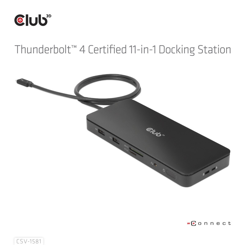 Produktbild för CLUB3D CSV-1581 dockningsstationer för bärbara datorer Dockning Thunderbolt 4 Svart