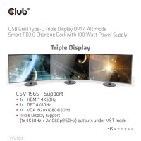 Miniatyr av produktbild för CLUB3D USB Gen1 Type-C Triple Display DP1.4 Alt mode Smart PD3.0 Charging Dock with 100 Watt Power Supply