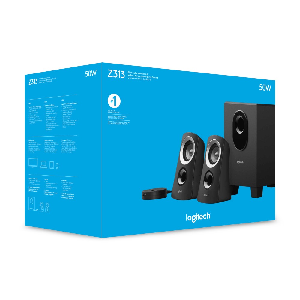 Produktbild för Logitech Z313 mikrofonset 25 W PC Svart 2.1 kanaler 5 W