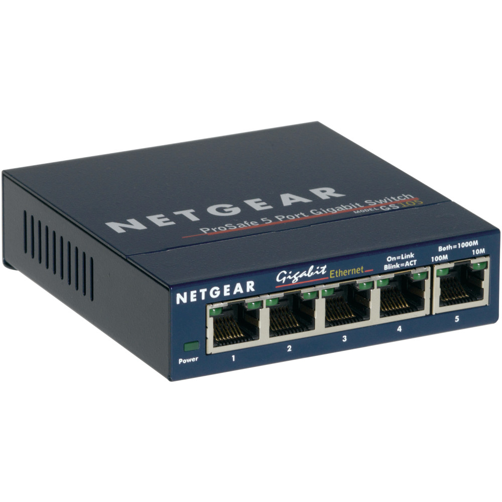 Produktbild för NETGEAR GS105 Ohanterad Gigabit Ethernet (10/100/1000) Blå