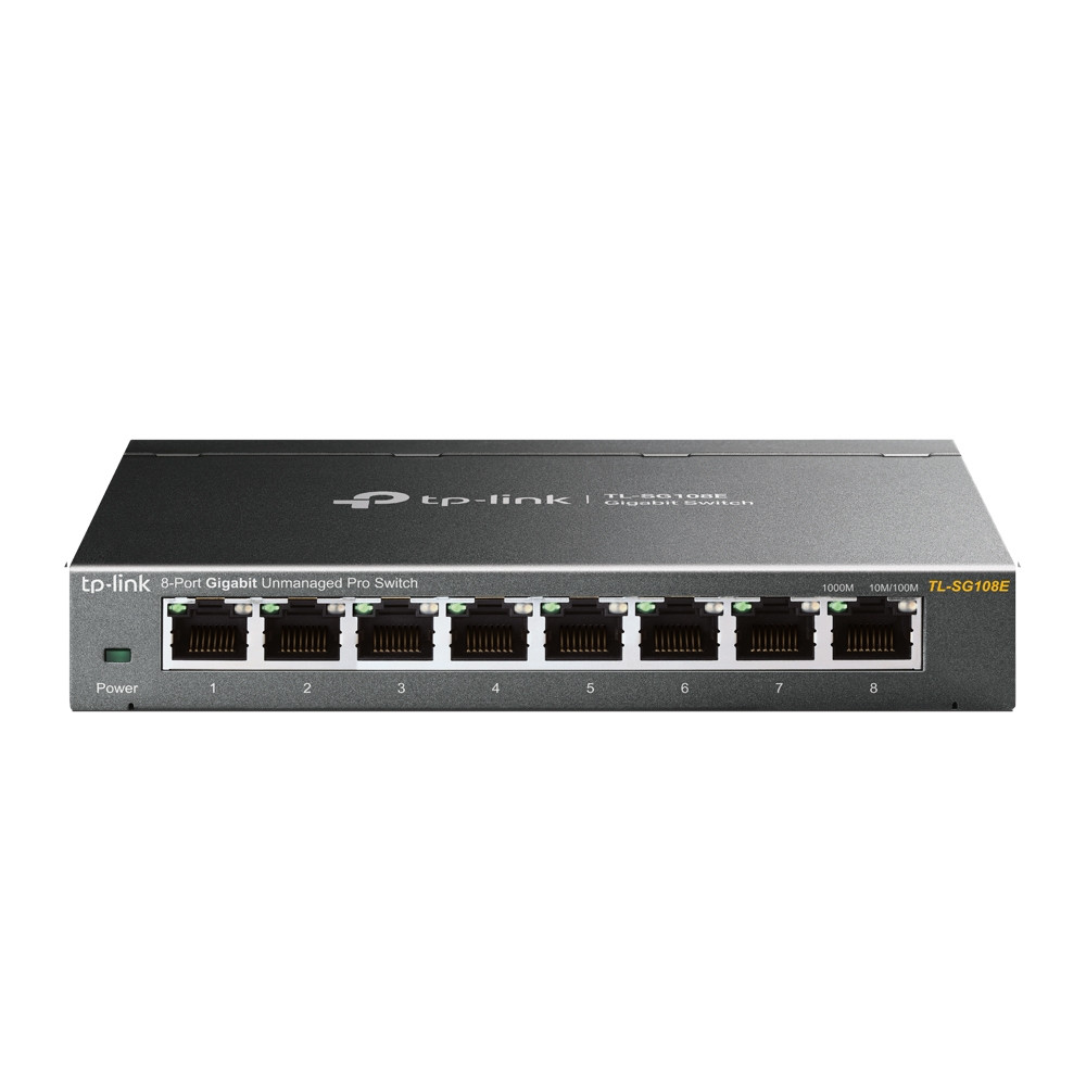 Produktbild för TP-Link TL-SG108E nätverksswitchar hanterad L2 Gigabit Ethernet (10/100/1000) Svart