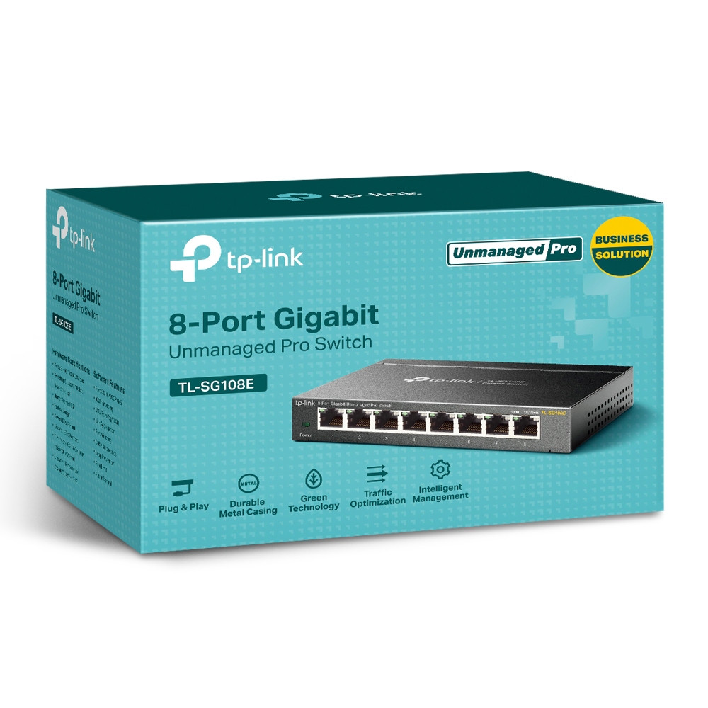 Produktbild för TP-Link TL-SG108E nätverksswitchar hanterad L2 Gigabit Ethernet (10/100/1000) Svart