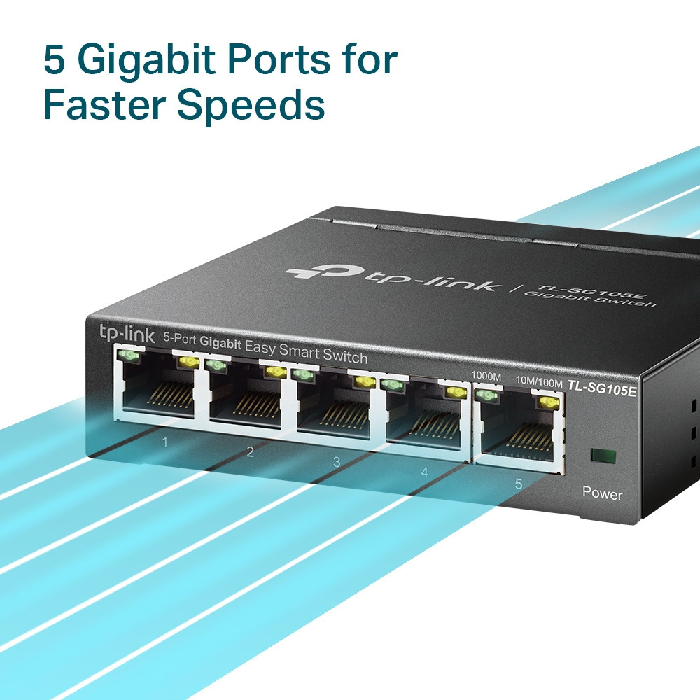 Produktbild för TP-Link TL-SG105E nätverksswitchar hanterad L2 Gigabit Ethernet (10/100/1000) Svart