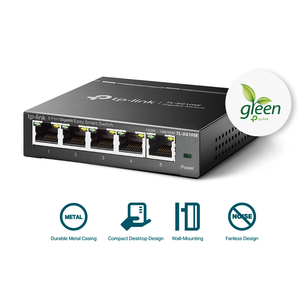 Produktbild för TP-Link TL-SG105E nätverksswitchar hanterad L2 Gigabit Ethernet (10/100/1000) Svart