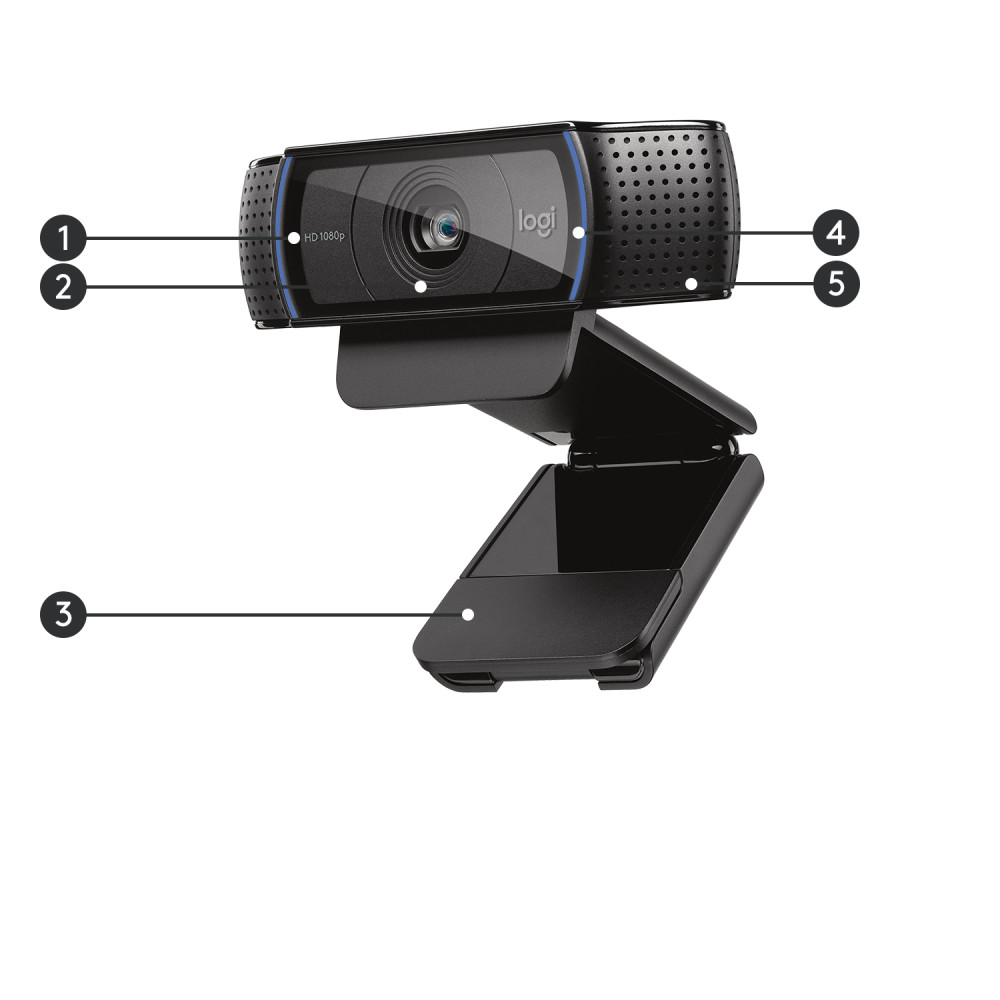 Produktbild för Logitech Hd Pro C920 webbkameror 3 MP 1920 x 1080 pixlar USB 2.0 Svart