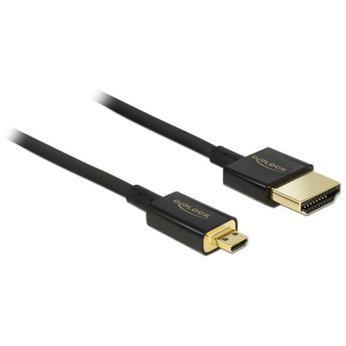 DeLOCK DeLOCK HDMI-A/HDMI Micro-D, 2 m HDMI-kabel HDMI Typ A (standard) HDMI Typ D (micro) Svart