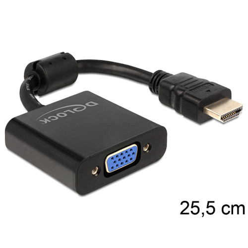 DeLOCK DeLOCK 65512 videokabeladapter 0,254 m VGA (D-Sub) HDMI Typ A (standard) Svart
