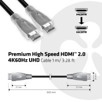 Miniatyr av produktbild för CLUB3D Premium High Speed HDMI™ 2.0 4K60Hz UHD Cable 1 m/ 3.28 ft Certified