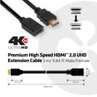 Miniatyr av produktbild för CLUB3D High Speed HDMI™ 2.0 4K60Hz Extension Cable 3m/ 9.8ft Male/Female