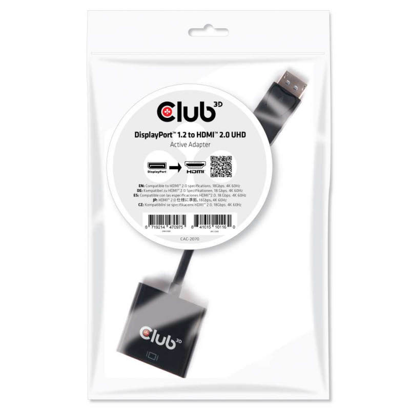 Produktbild för CLUB3D DisplayPort 1.2 to HDMI 2.0 UHD Active Adapter