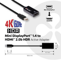 Miniatyr av produktbild för CLUB3D Mini DisplayPort 1.4 to HDMI 2.0b HDR Active Adapter