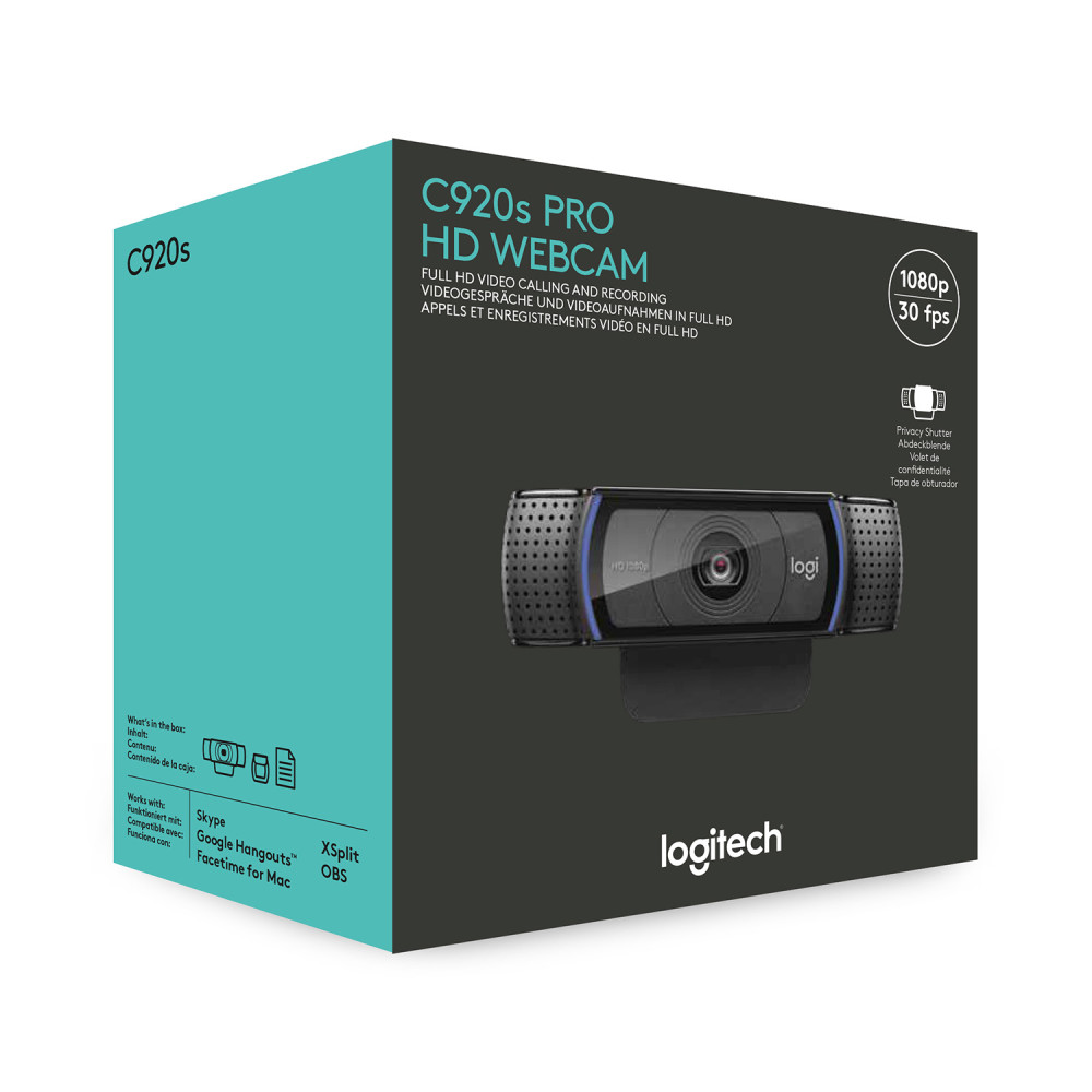 Produktbild för Logitech C920S HD Pro webbkameror 1920 x 1080 pixlar USB Svart